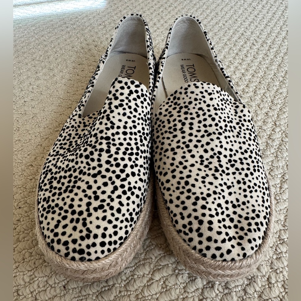 Toms Carolina Black and Cream Polka Dot Women's Shoes